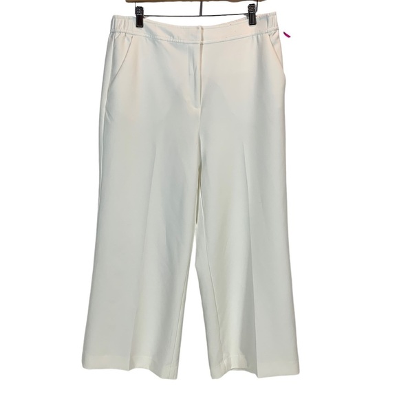 Halogen Elastic High Waist Wide Leg Trousers - White - size Large - Picture 1 of 7